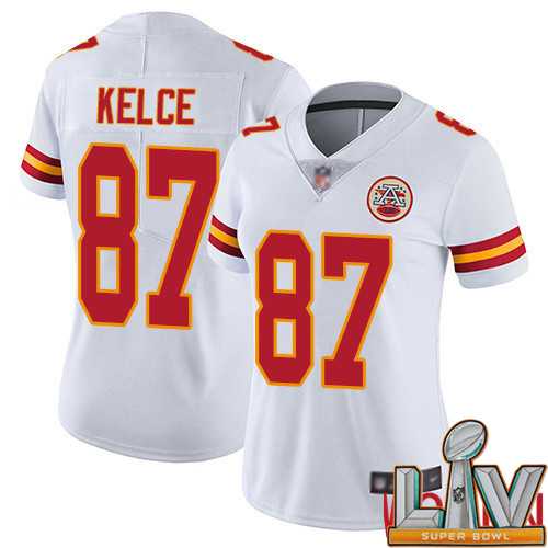 Super Bowl LV 2021 Women Kansas City Chiefs 87 Kelce Travis White Vapor Untouchable Limited Player Football Nike NFL Jersey